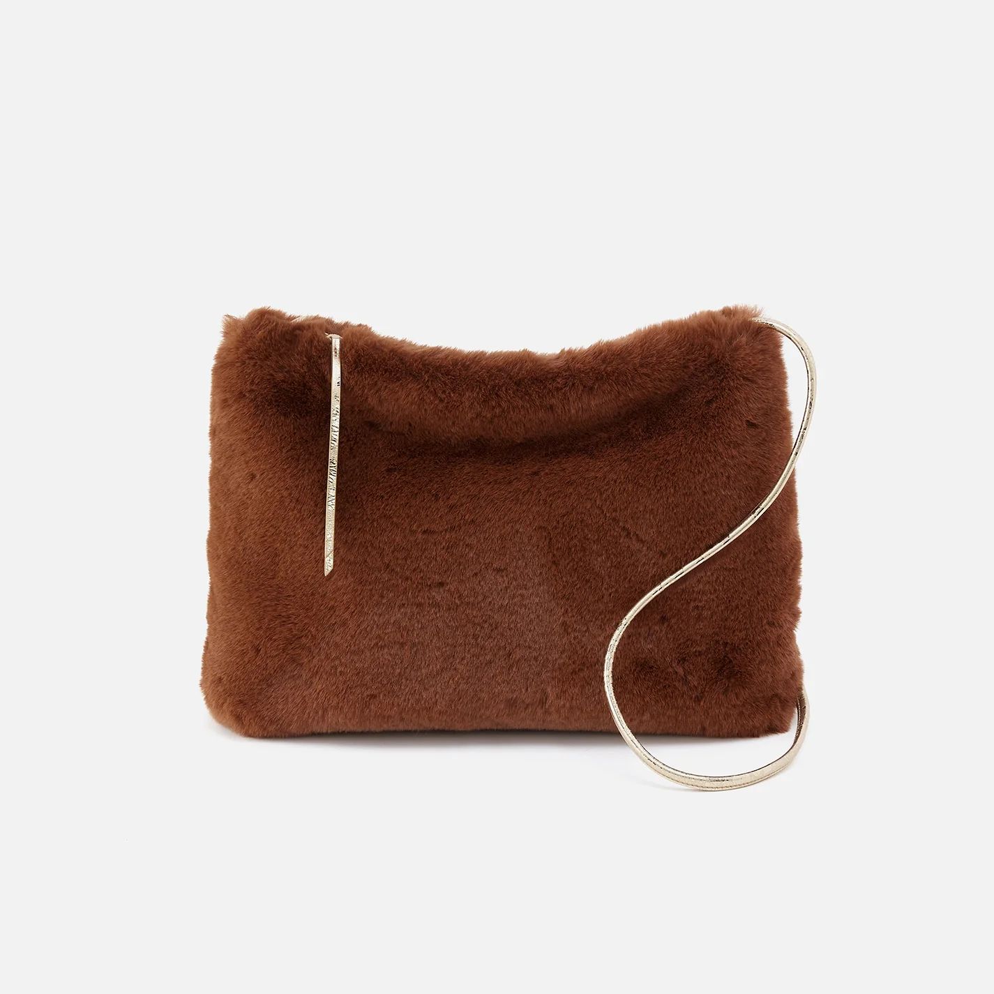 Ziggy Crossbody in Faux Fur and Metallic Leather - Medium Brown | HOBO Bags