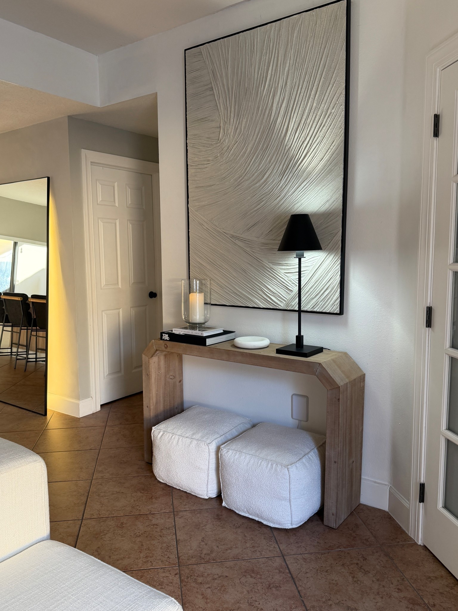 Art is custom made. Glass hurricane was from West Elm but I can’t find it on their site 😭 #home #homedecor #organicmodern 

#LTKGiftGuide #LTKHome