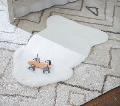 Machine Washable Faux Fur Shaped Rug | Pottery Barn Kids