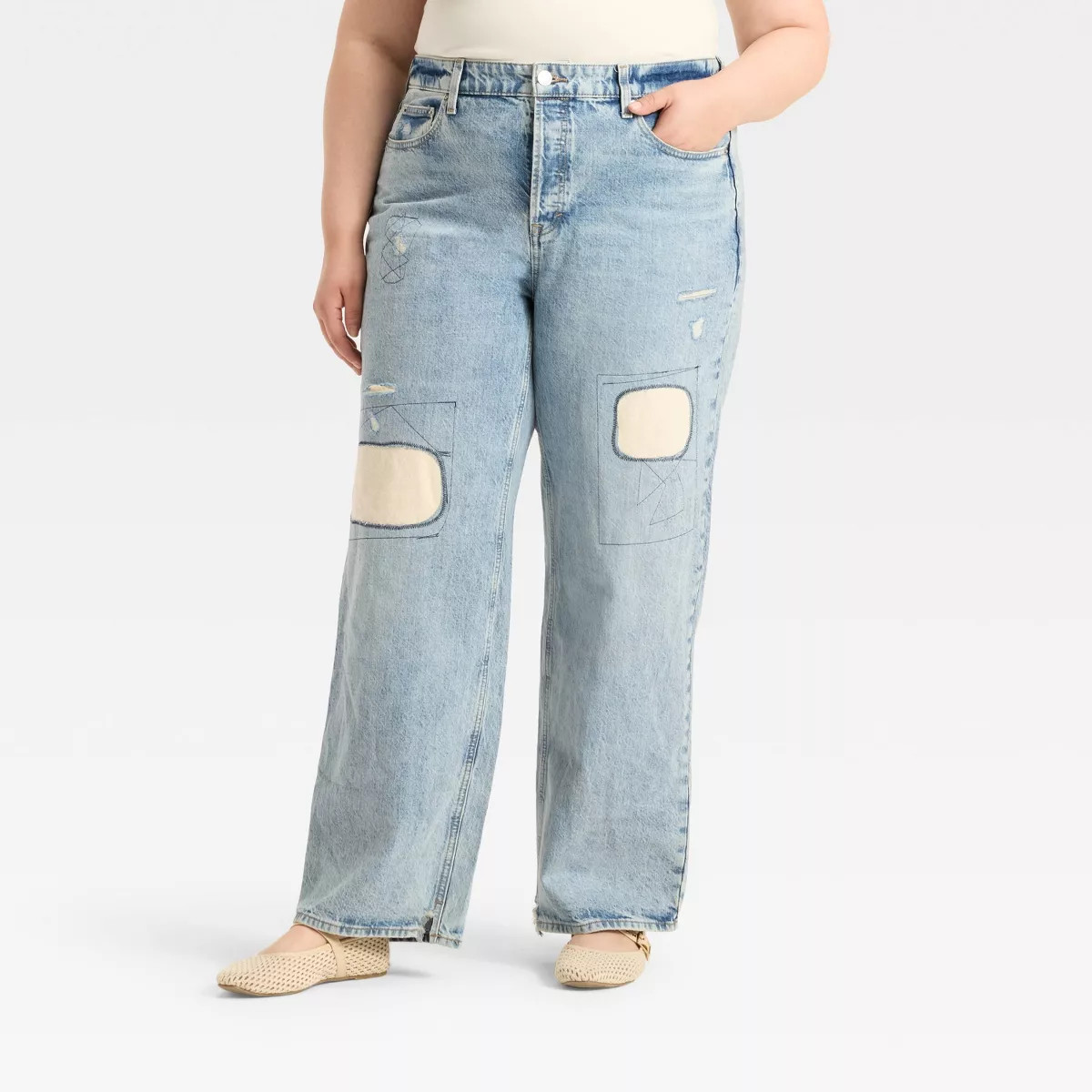 Women's Mid-Rise Patchwork 90's Baggy Jeans - Universal Thread™ | Target