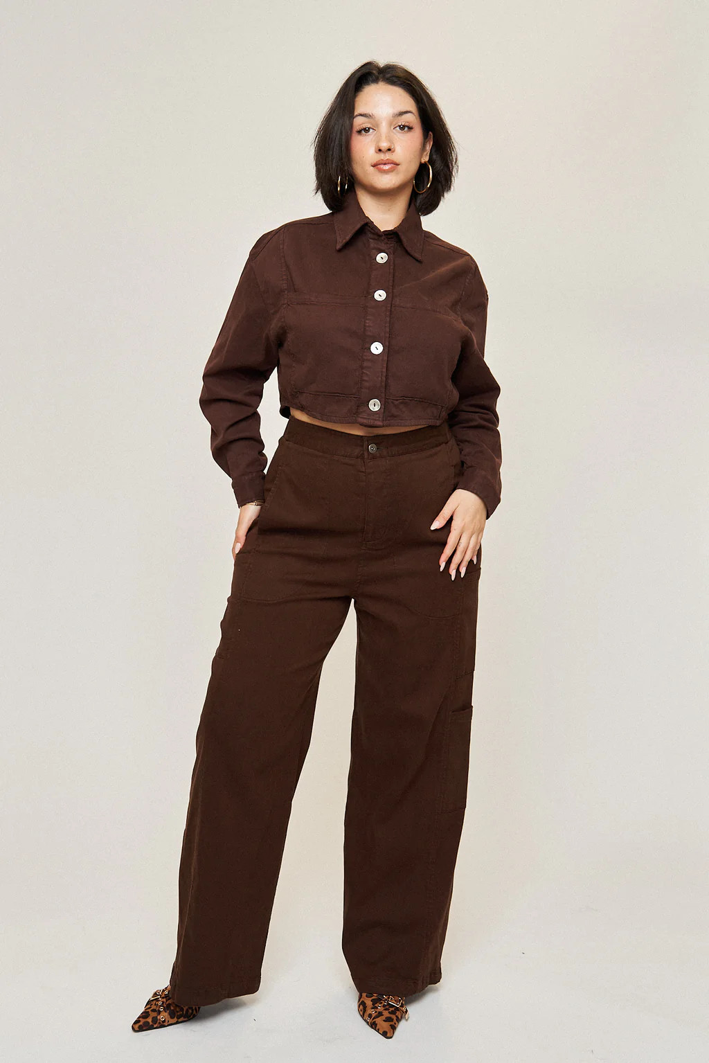 Tara Cotton Tencel Cargo Pant in Espresso | What Lo Wants