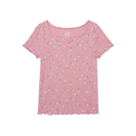 Wonder Nation Girls Kid Rib Top, Sizes 4-18 & Plus | Walmart (US)