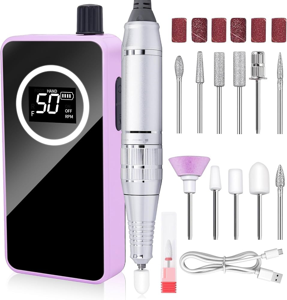 Nail Drill, Portable Electric Nail File 50000RPM, Rechargeable Nail Drill Professional with Bits ... | Amazon (US)