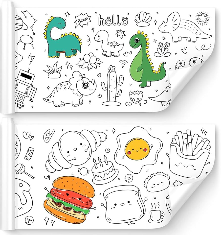 2 Pcs Children's Drawing Roll, Coloring Paper Roll for Kids, 118×11.8 Inch Sticky DIY Painting D... | Amazon (US)