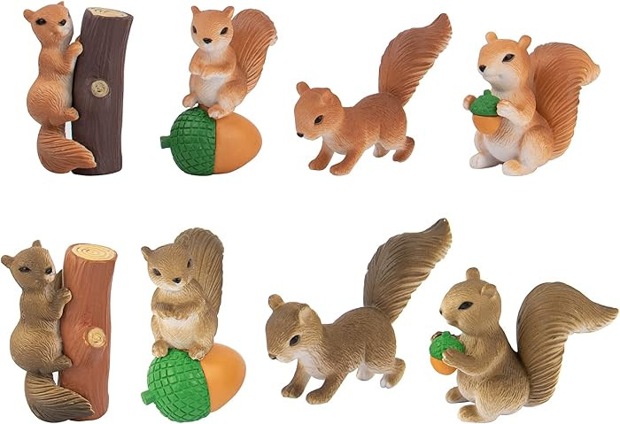 AUEAR, 8 Pack Cute Miniature Squirrel Figures Mini Animals Play Set Garden Ornaments Character Ca... | Amazon (US)