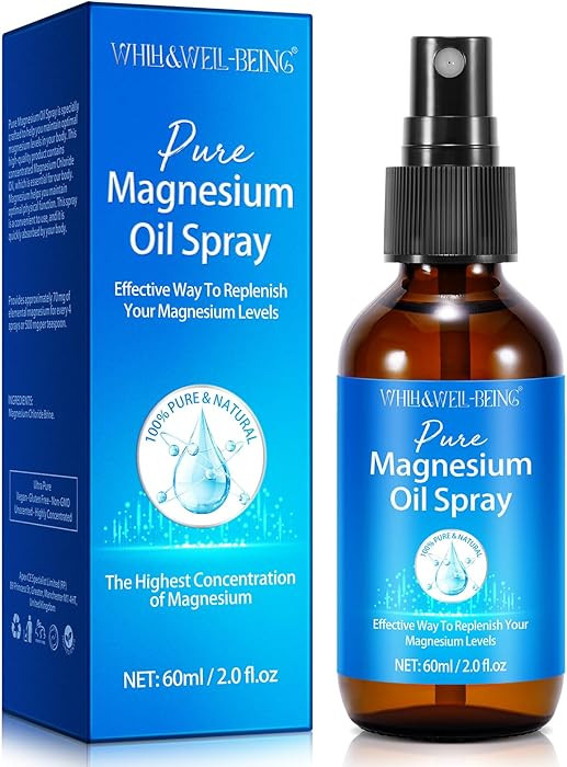 Magnesium Spray, Pure Magnesium Oil Spray for Feet, Natural Ingredient in Glass Bottle, Easy to A... | Amazon (US)