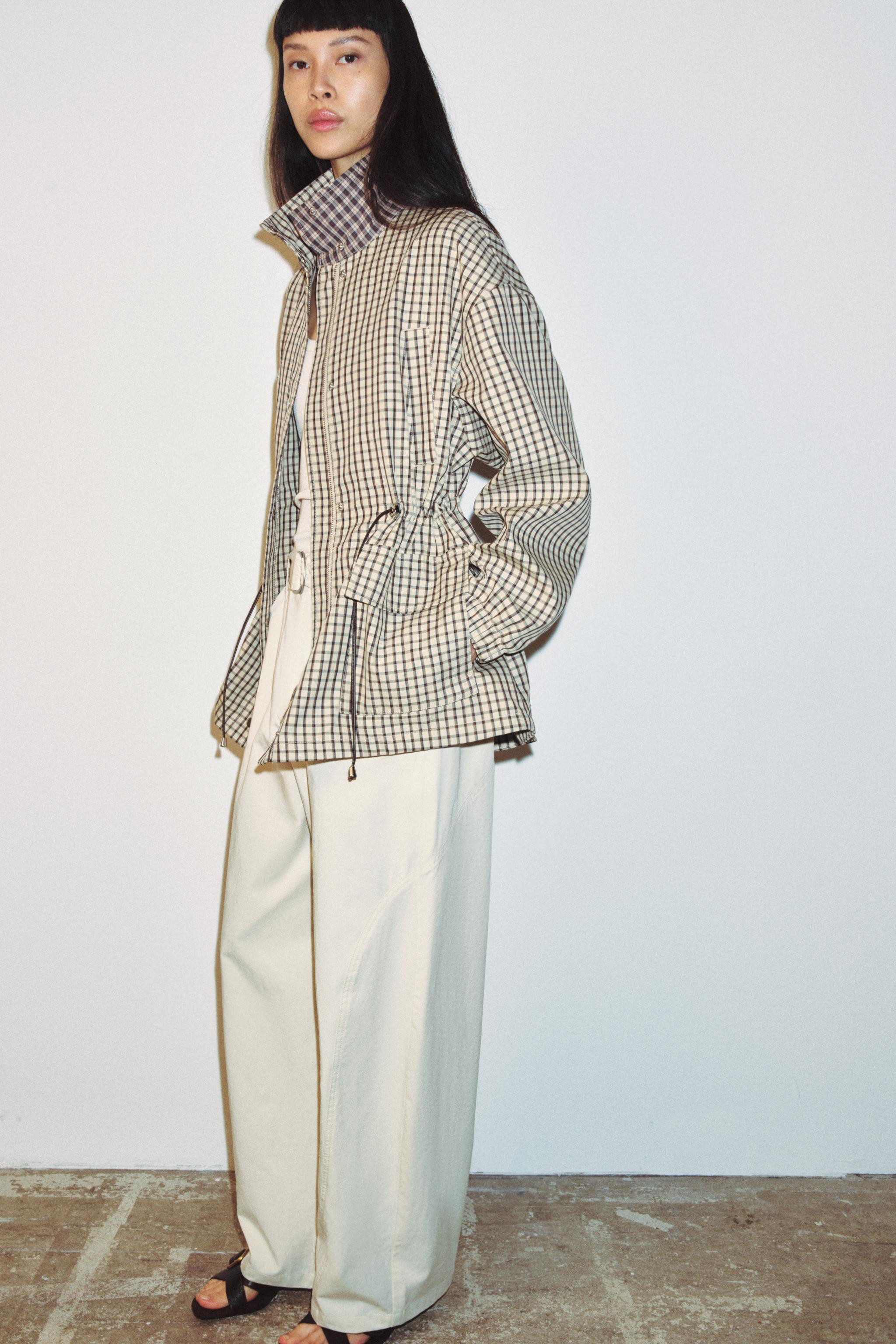 PLAID HIGH-NECK JACKET | Zara US
