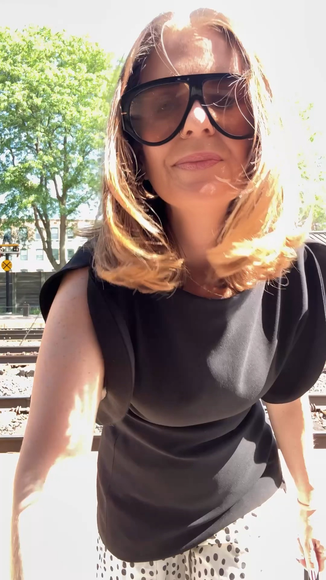 Zara outfit. Drawstring pull on polka dot pants with structured going out top

#LTKootd #LTKOver40 #LTKPetite