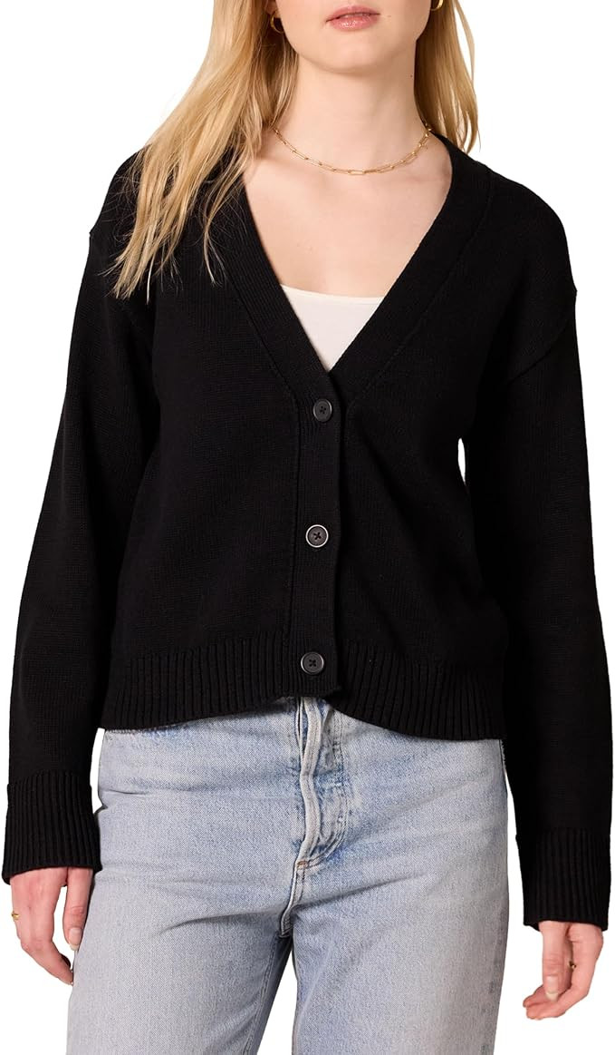Amazon Essentials Women's Relaxed Fit V-Neck Cropped Cardigan | Amazon (US)