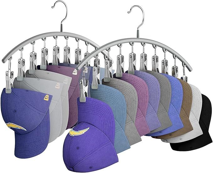 Yecuip Hat Hangers for Closet, Metal Hat Organizer Racks for Baseball Caps 2 Pack Door Hat Racks ... | Amazon (US)
