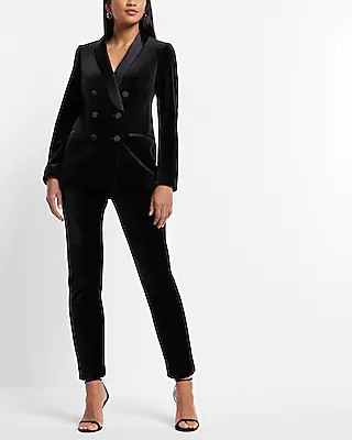 Editor Super High Waisted Velvet Straight Cropped Pant | Express