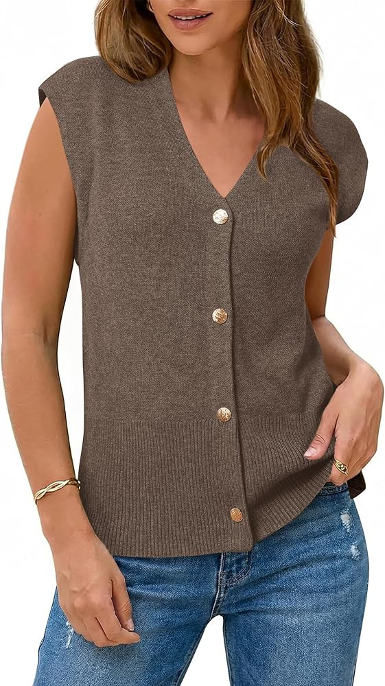Arach&Cloz Women's Wool Blend Sweater Vest V Neck Button Down Cardigan Business Casual Tops 2026 | Amazon (US)
