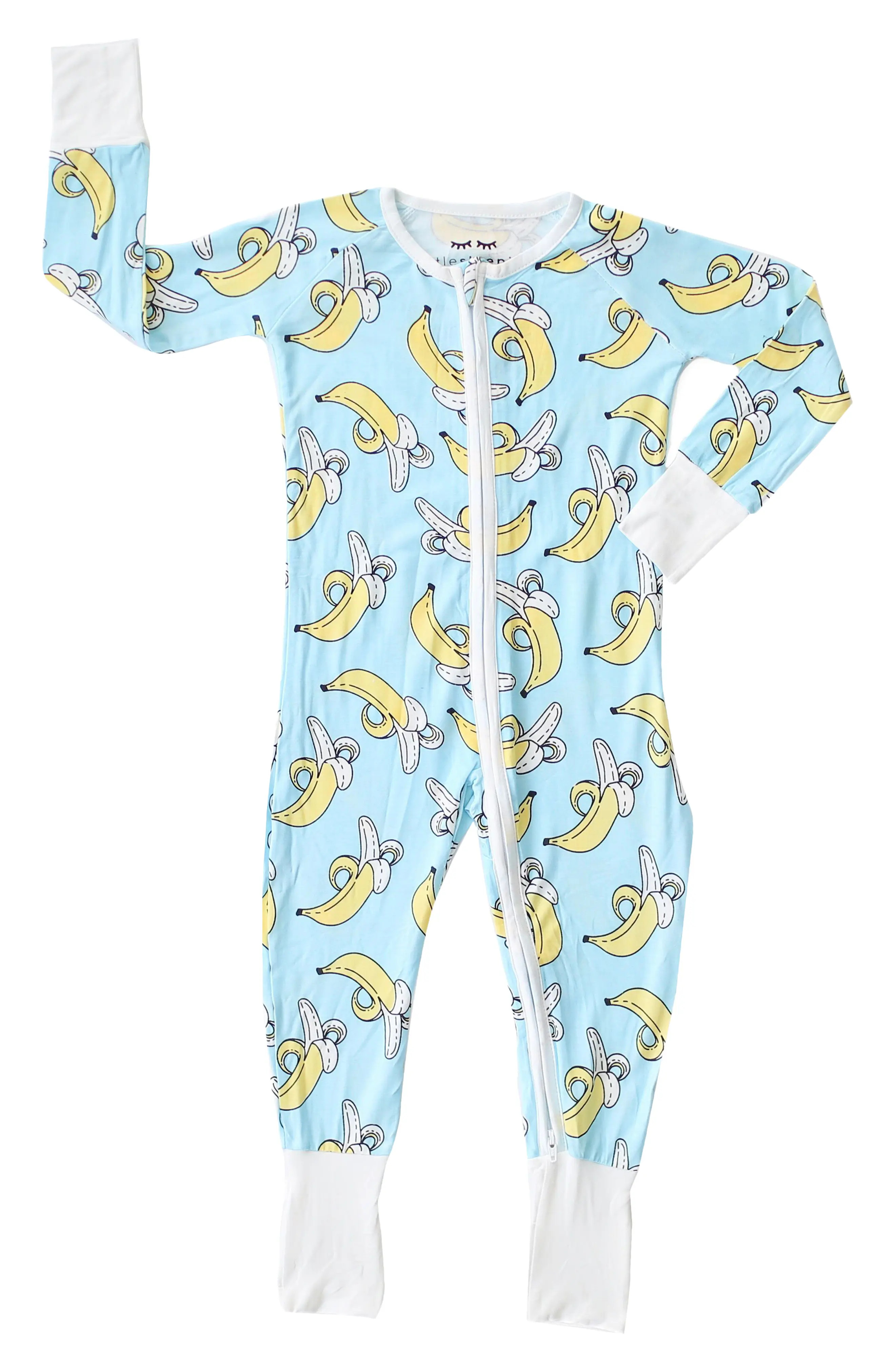 Infant Little Sleepies Bananas Fitted One-Piece Pajamas, Size Newborn - Blue | Nordstrom