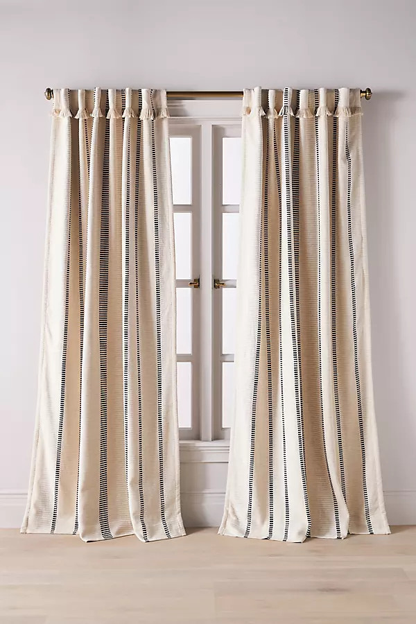 Pieced Stripe Cotton Blend Woven Blackout Curtain | Anthropologie (US)