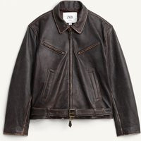 Zara - Limited Edition Belted Leather Jacket - Men - Dark Brown - Men | Zara US