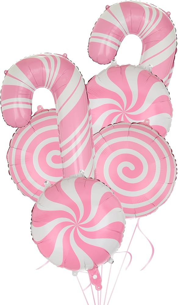 GGDE Pink Candy Balloons Set - 10 Pcs, Includes Windmill, Swirl & Candy Cane Balloons, Perfect fo... | Amazon (US)