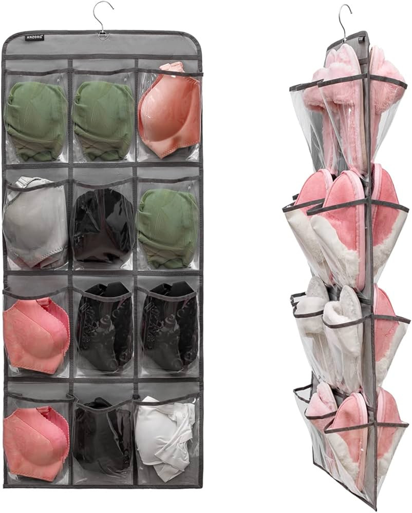 ANZORG Dual Sided Hanging Shoe Organizer for Closet with Rotating Hanger Hanging Shoe Rack Holder... | Amazon (US)