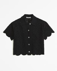 Women's Crochet-Style Mosaic Tile Polo | Women's | Abercrombie.com | Abercrombie & Fitch (US)