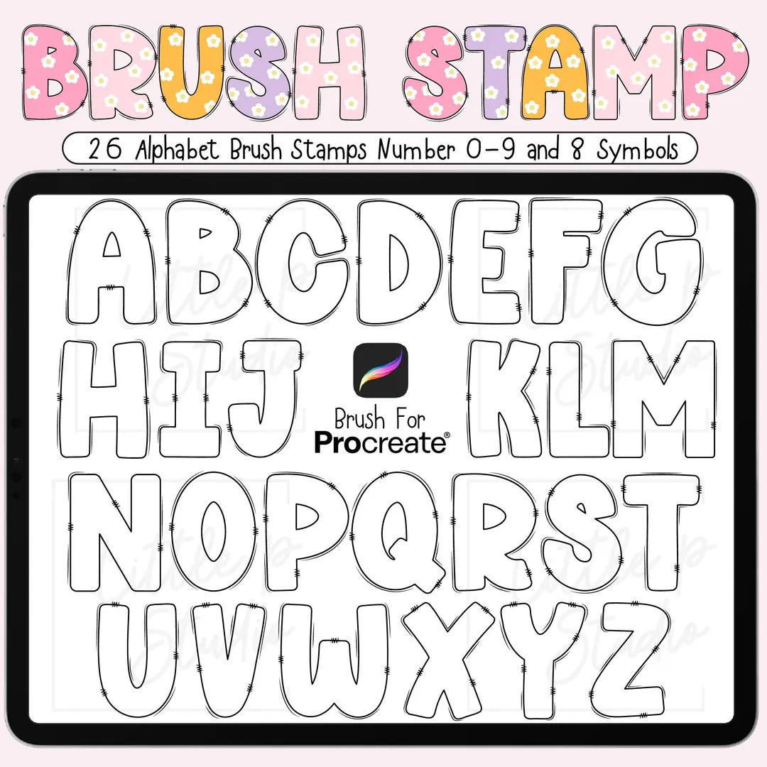 Procreate Brush Stamp, Alphabet Brushset, Procreate Stamp, Procreate Brush Set, Procreate Brush A... | Etsy (US)