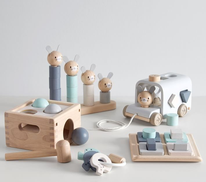Plan Toys x pbk Bunny Sorting Bus | Pottery Barn Kids