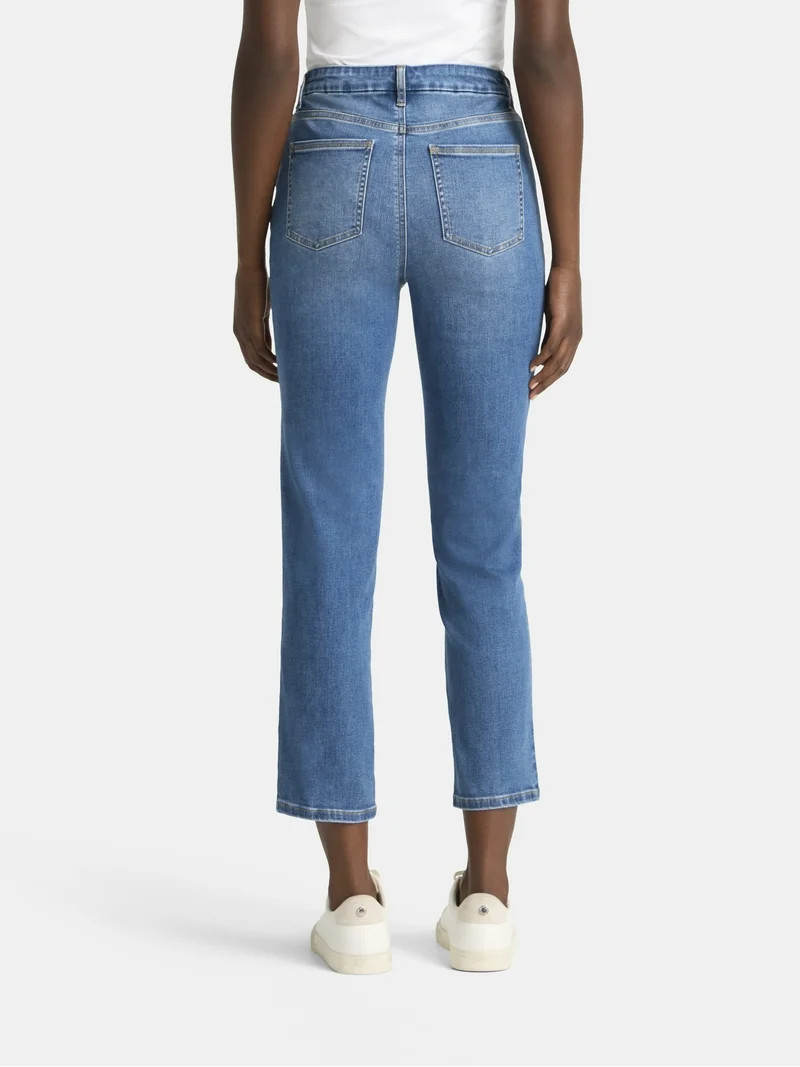 Time and Tru Women's High Rise Straight Leg Denim Jegging, 27.5" Inseam, Sizes XS-XXXL | Walmart (US)