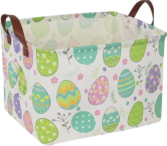 Large ,Empty,Rectangular Colerful Eggs Basket for Boys and Girls Gift,Kids Toy Storage Bin with H... | Amazon (US)