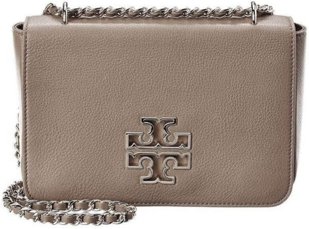 Tory Burch Women's 60404 Britten Leather Adjustable Shoulder Bag, French Grey/Silver | Amazon (CA)