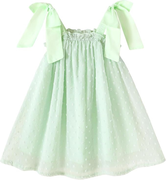 Happy Town Toddler Girl Dress Summer Boho Sleeveless Bowknot Strap Beach Party Swiss Dot Baby Sun... | Amazon (US)