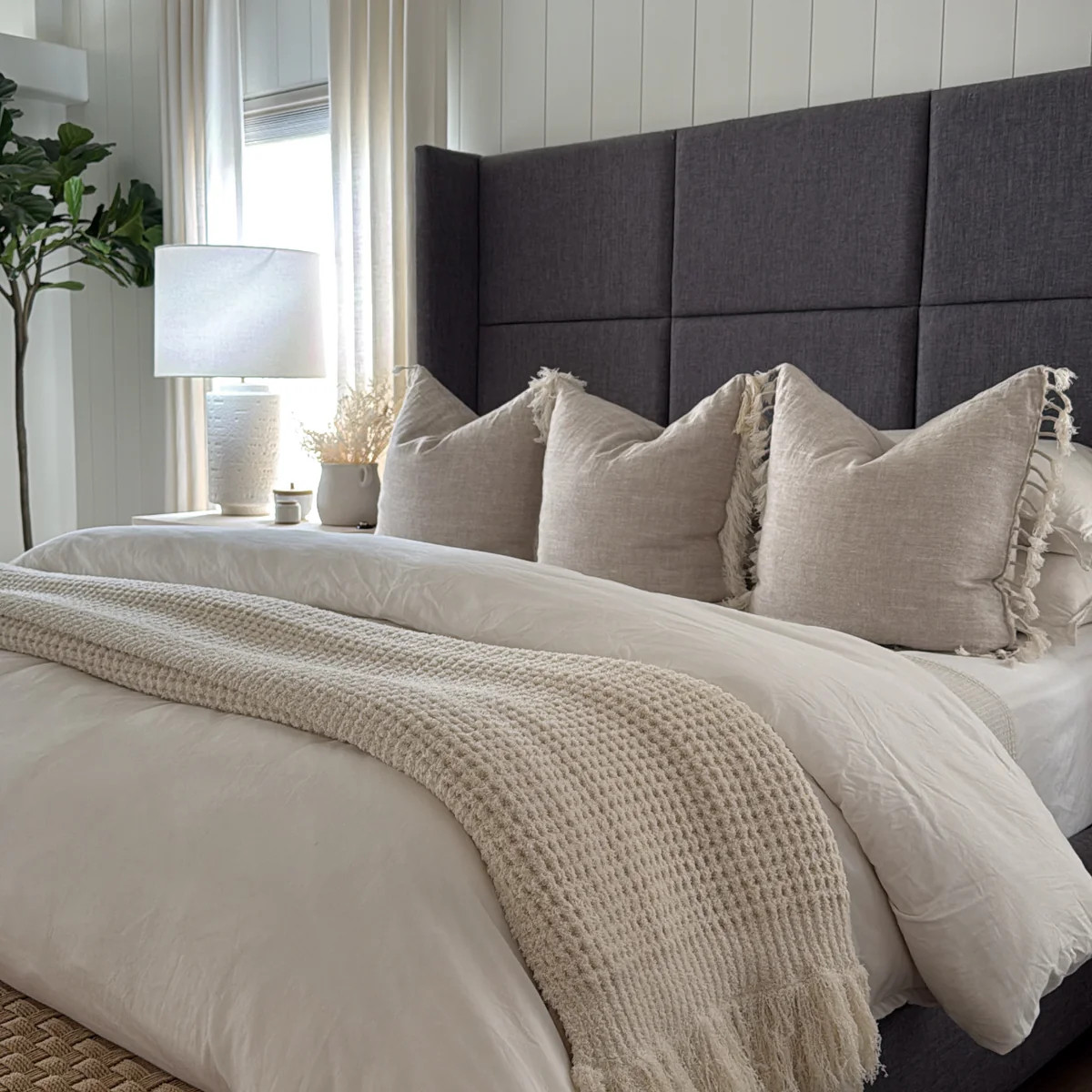 Cream Waffle Fringe Blanket (90*90) | Shop Staykation