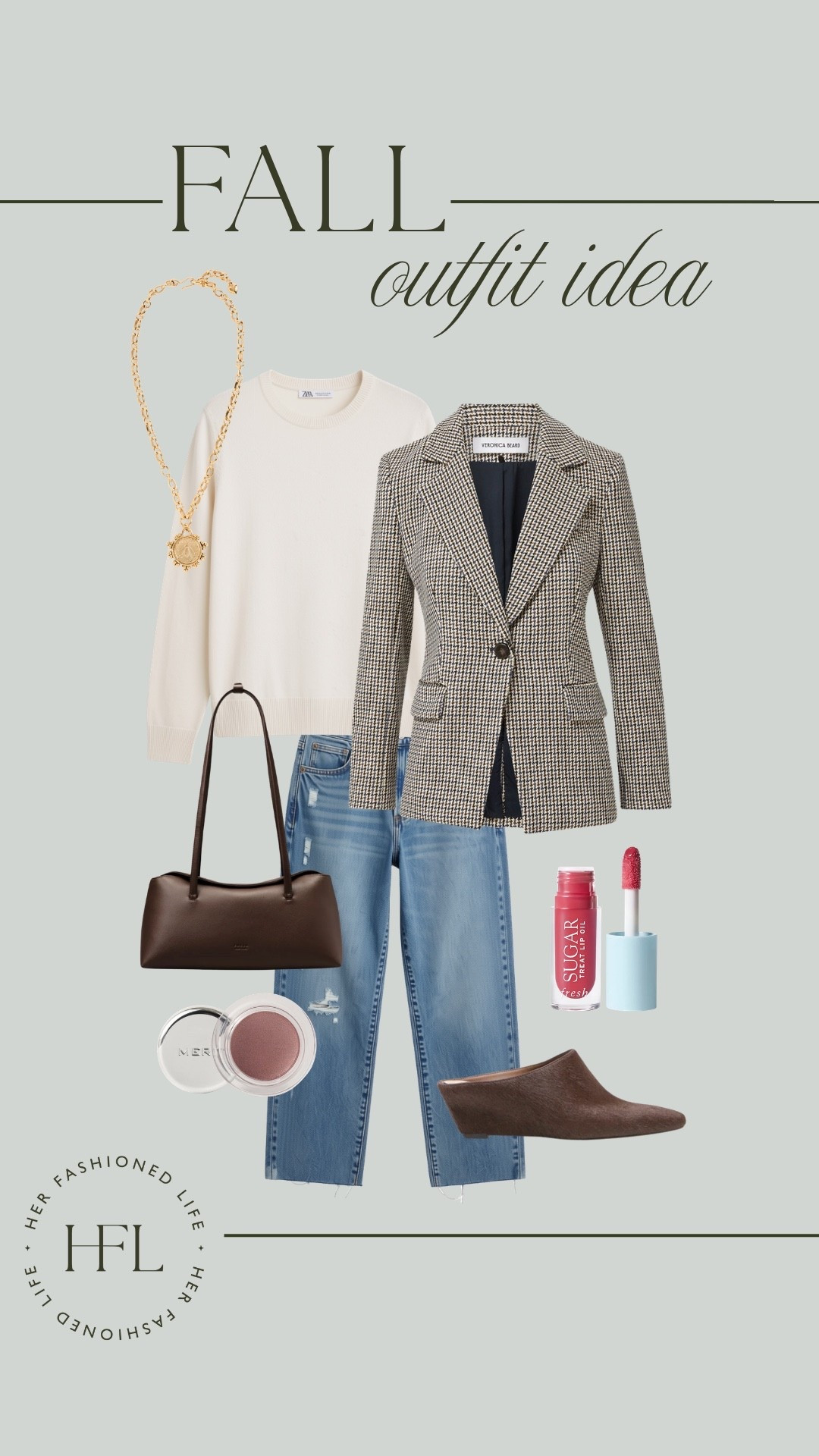 Fall outfit idea! -houndstooth blazer -cashmere sweater -calf hair mules -chocolate brown shoulder bag

#LTKootd #LTKOver40 #LTKSeasonal