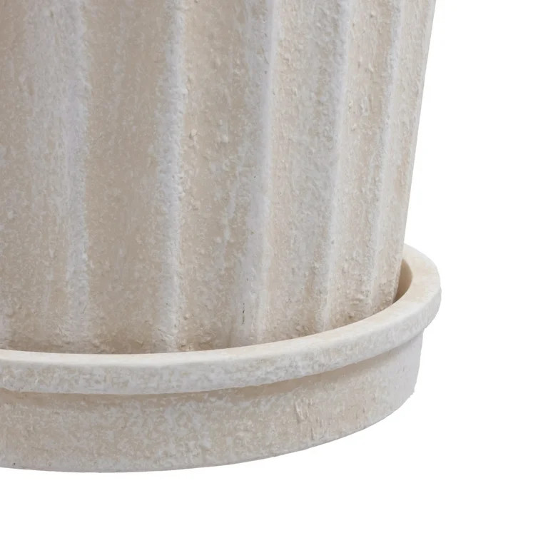 My Texas House 8 Inch Shell Planter Cream Ceramic Indoor Outdoor Flower Pot | Walmart (US)