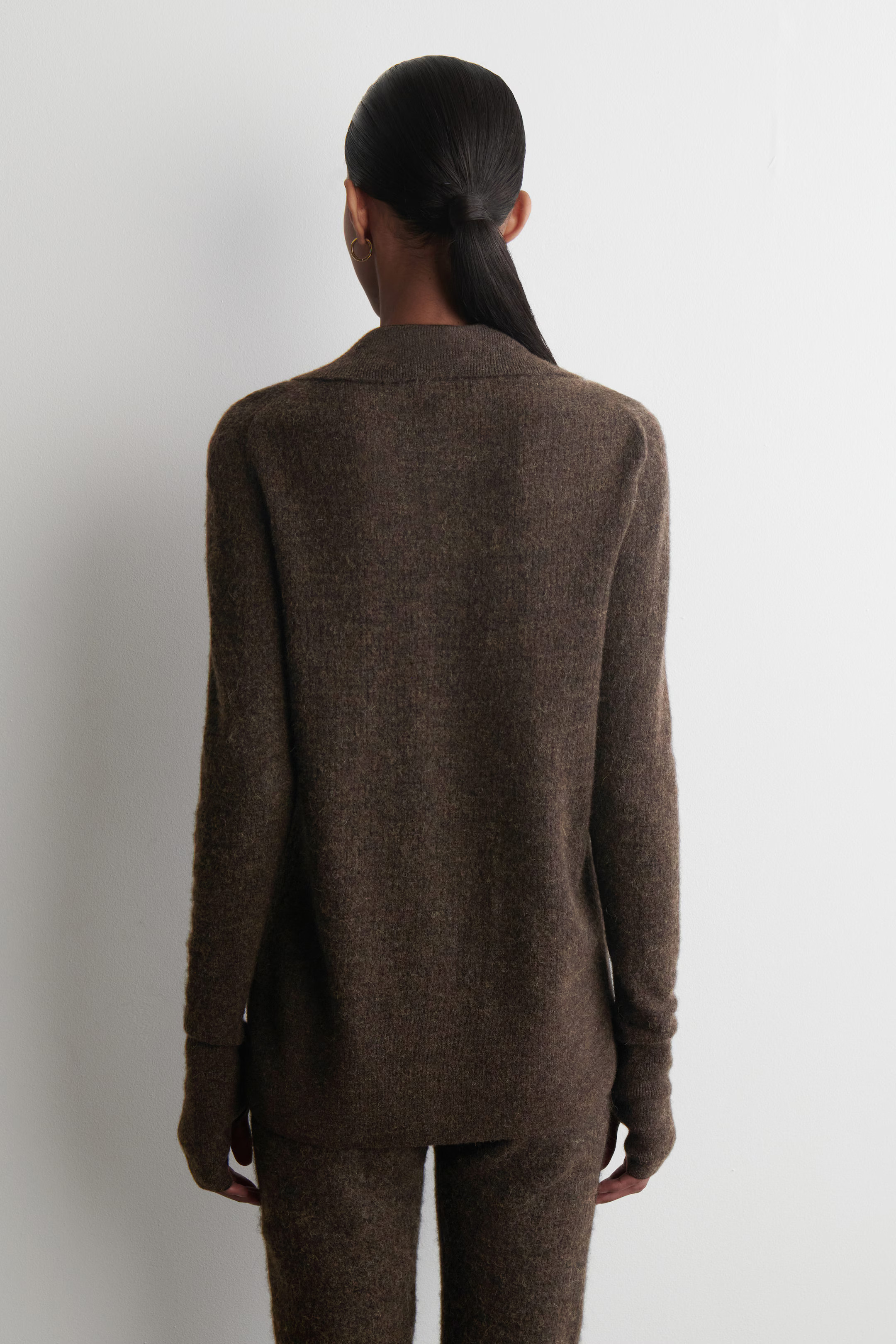 ALPACA MERINO WOOL HIGH-NECK CARDIGAN - BROWN MÉLANGE | COS GB | COS UK