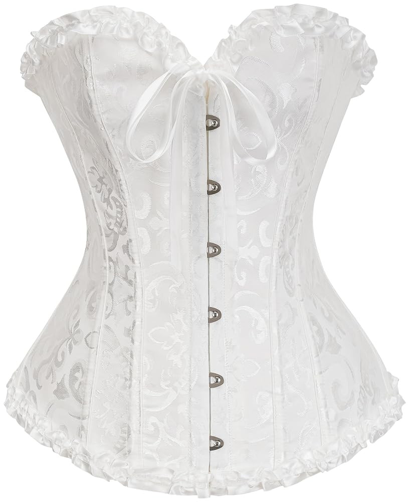 Bustier Corset Top for Women | Overbust Lace Up Waist Cincher Shapewear Lingerie | Amazon (US)