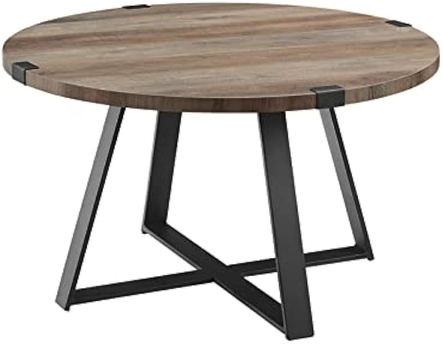 Walker Edison Anastasia Modern Metal Wrap X Base Coffee Table, 30 Inch, Grey Wash and Black | Amazon (US)