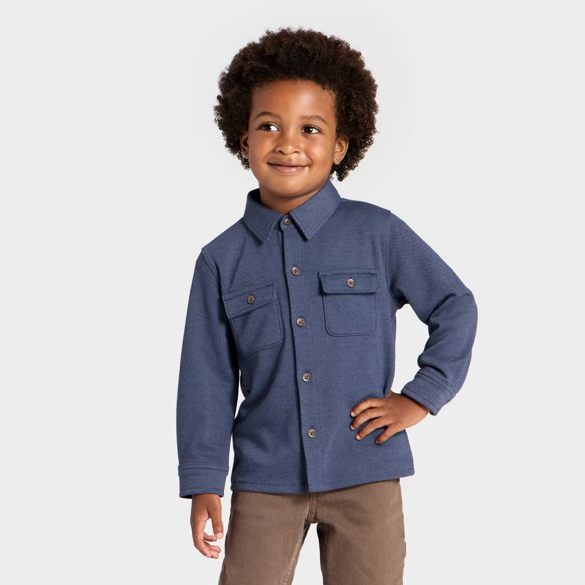Toddler Boys' Long Sleeve Button-Up Shirt - Cat & Jack™ Olive Green 4T | Target