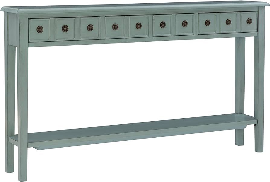 Powell Furniture Sadie Long Console Table, Teal | Amazon (US)