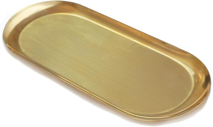 12inch Large Decorative Tray, Thicken Stainless Steel Bathroom Vanity Tray for Dresser Counter, O... | Amazon (US)