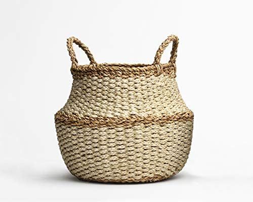 Fab Habitat Large Storage Basket with Handles - Handmade, Natural, Seagrass - Wicker Organizer fo... | Amazon (US)