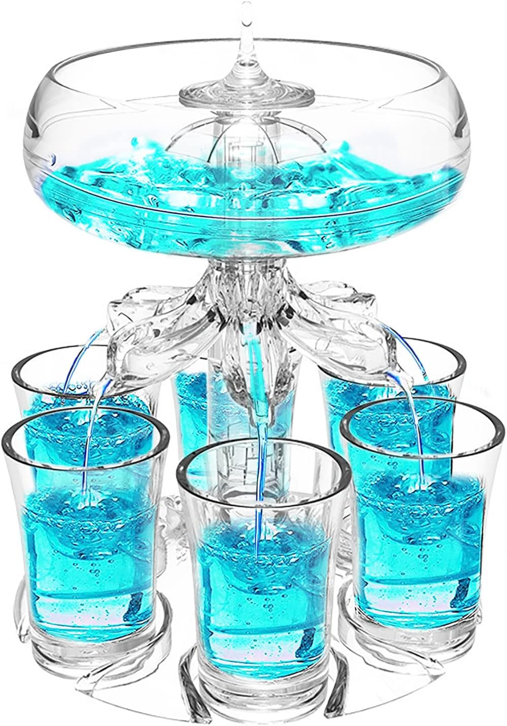 Party Drink Shot Dispenser with 6 Shot Glasses Set - Acrylic Touchless Liquor Dispenser and Holde... | Amazon (US)