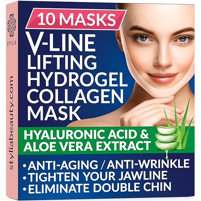 10 Piece Double Chin Reducer - V Line Shaping Face Masks - Toning Hydrogel Collagen Mask with Alo... | Amazon (US)