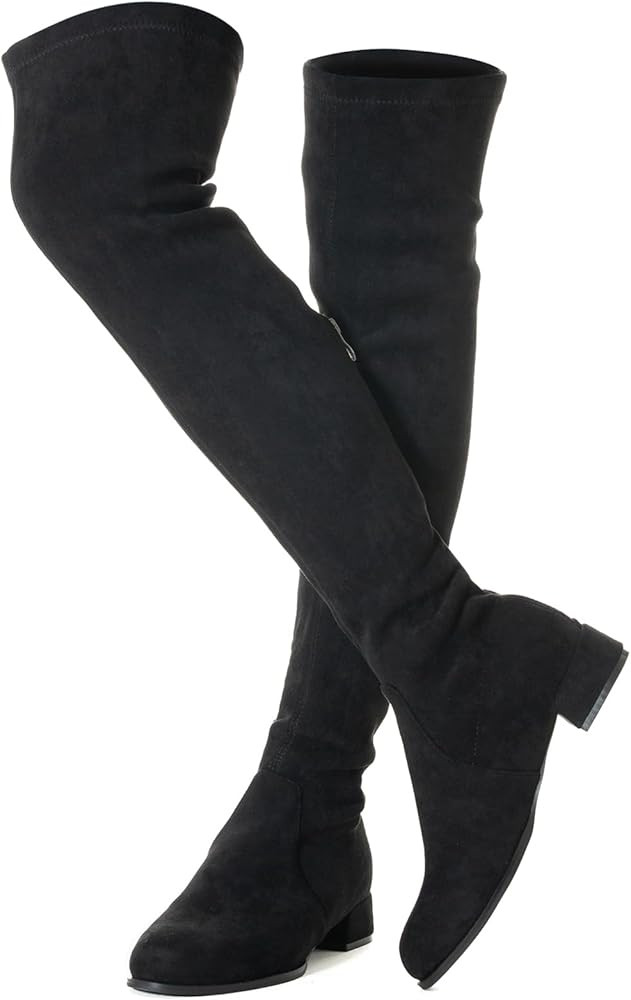 Mtzyoa Thigh High Block Heel Boot Women Pointed Toe Stretch Over The Knee Boots | Amazon (US)