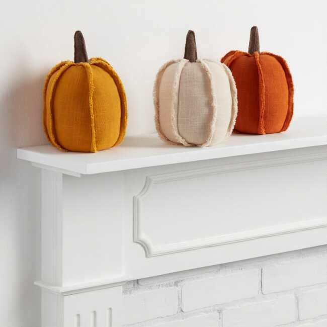Woven Fringe Autumn Pumpkin Decor Set Of 3 | World Market