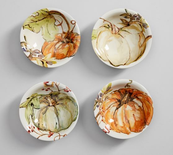 Harvest Pumpkin Snack Bowl, Set of 4 - Assorted | Pottery Barn (US)