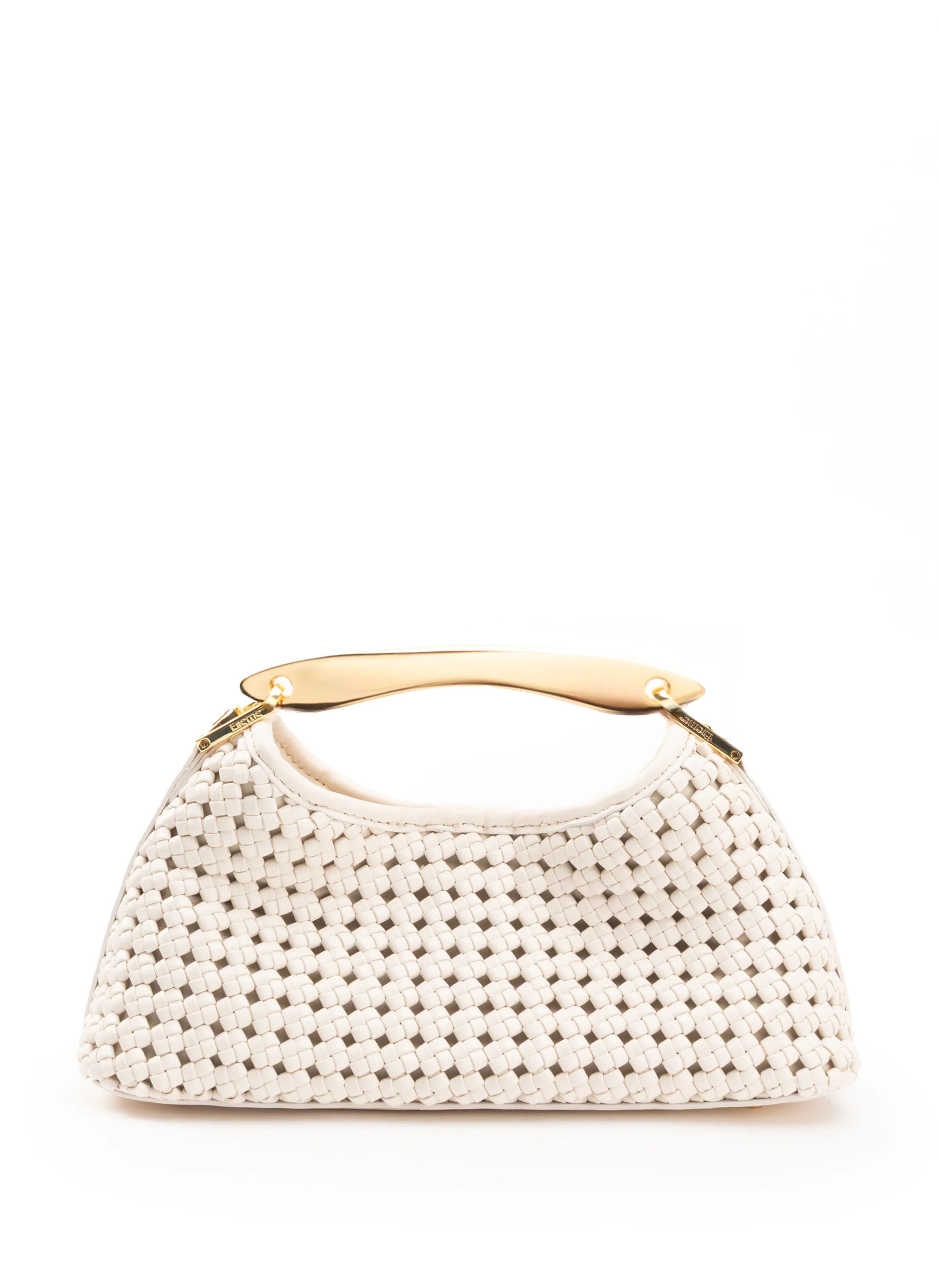 Mini Boomerang Woven Leather Ivory - Cute Leather Mini Bag - Elleme | Elleme