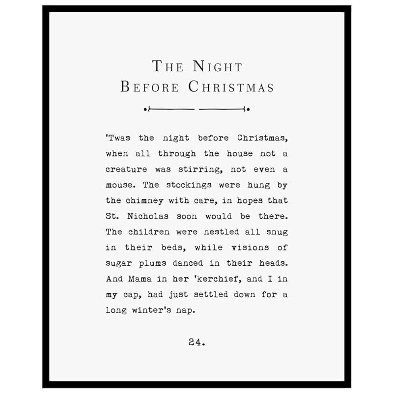 The Night Before Christmas Wall Art Vintage Book Page Wall Decor Christmas Wall Art Holiday Sign ... | Amazon (US)