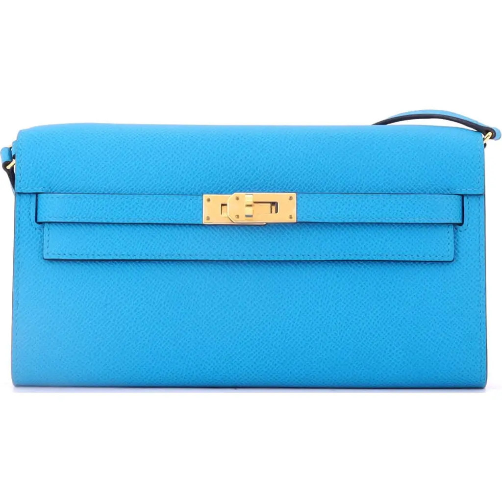 Pre-Owned Hermes Kelly To Go Wallet Verso Epsom in Verso - Bleu Frida/rouge H at Nordstrom, Size X-Small | Nordstrom