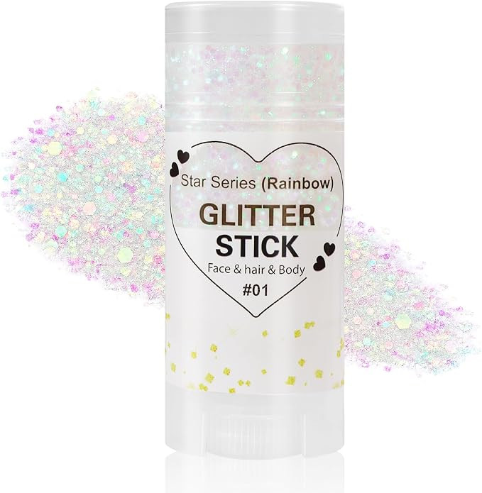 Mysense Rainbow Body Glitter Stick,Face Hair Glitter Christmas Makeup,Sparkling Mermaid Sequins C... | Amazon (US)