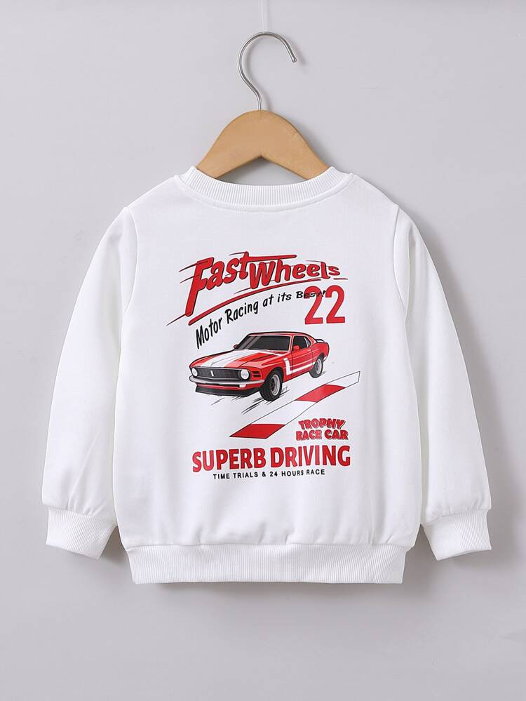 New
     
      Toddler Boys Car And Slogan Graphic Sweatshirt | SHEIN