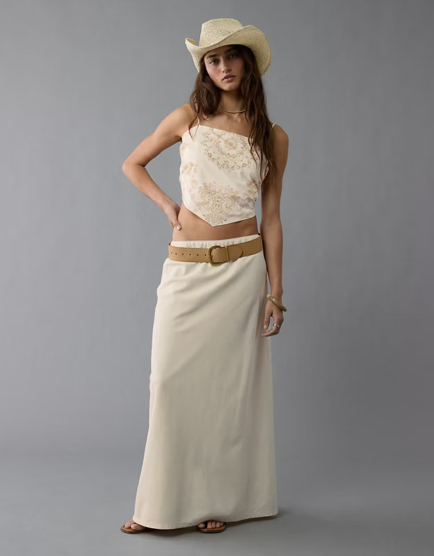 AE High-Waisted Linen-Blend Maxi Skirt | American Eagle Outfitters (US & CA)