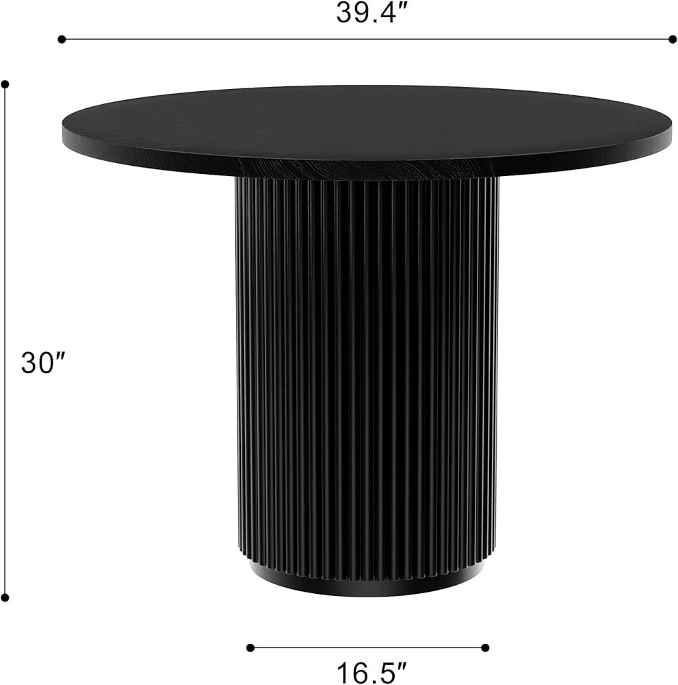 Round Dining Table, Modern Farmhouse Kitchen Table Black, 35 Inch Small Circle Dining Tables with Solid Wood Strip Base for Kitchen Living Room(Only Table) | Amazon (US)